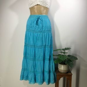 Blue Port Turquoise Eyelet Boho Skirt
